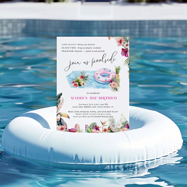 Summer Luau | Tropical Pool Party Birthday Invitation (Creator Uploaded)
