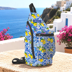 Summer majolica blue Sicilian citrus Mediterranean Sling Bag
