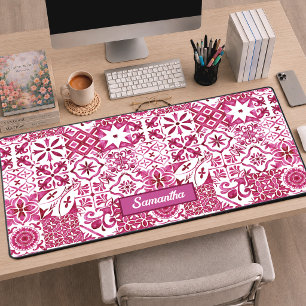 Summer majolica red Sicilian Mediterranean Desk Mat