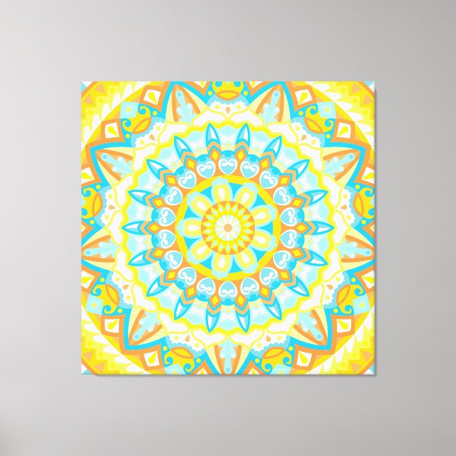 Summer Mandala Art Yellow Orange Boho Bright Canvas Print (Front)