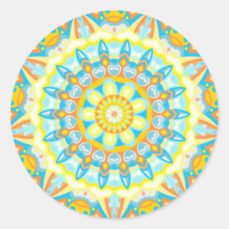 Summer Mandala Bright Yellow Orange Aestetic Boho Classic Round Sticker