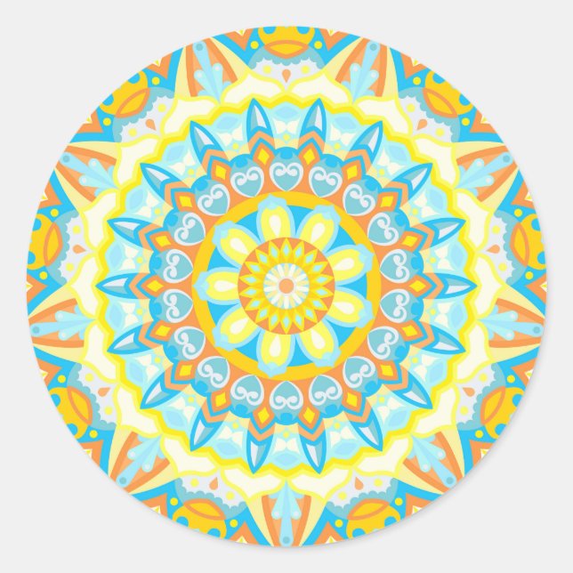 Summer Mandala Classic Round Sticker (Front)