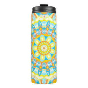 Summer Mandala Travel Bright Yellow Orange Boho Thermal Tumbler