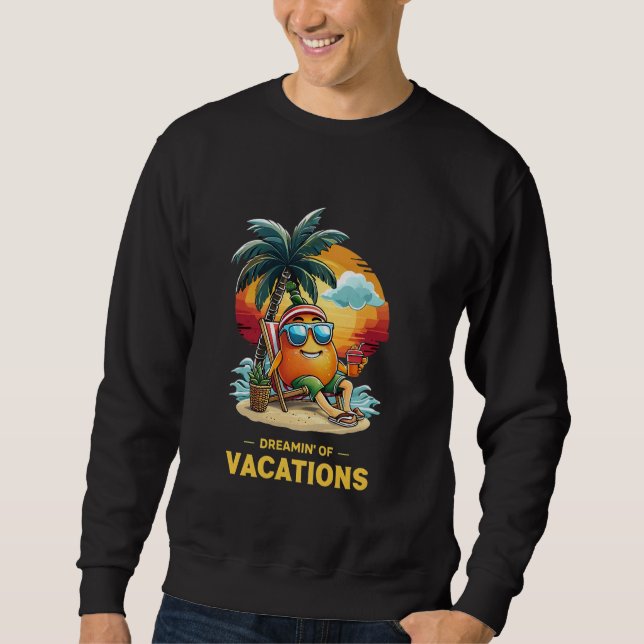 Summer Mango Sunbathing Wearing Sunglasses Beach Sweatshirt (Front)
