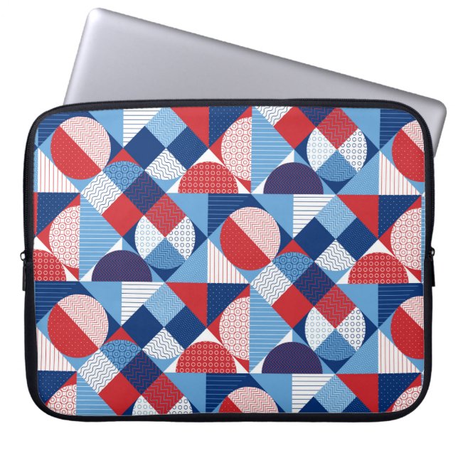 Summer marine geometric seamless pattern laptop sleeve (Front)