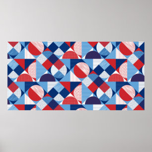 Summer marine geometric seamless pattern poster