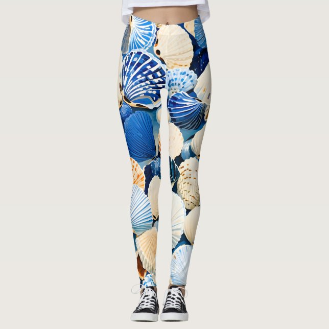 Summer Marine Seashells  Leggings (Front)