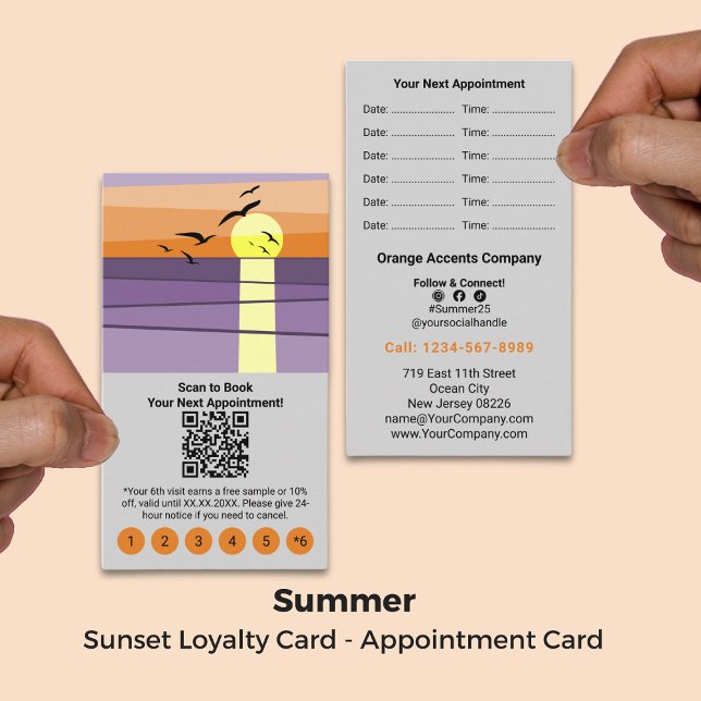 Summer Marketing Template Portrait Format Loyalty Appointment Card (Summer Marketing Template Portrait Format Loyalty Appointment Card)
