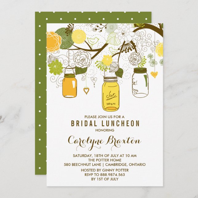 Summer Mason Jars | Bridal Luncheon Invitation (Front/Back)