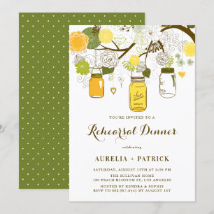 Summer Mason Jars   Rehearsal Dinner Invitation