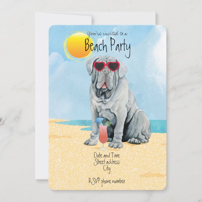 Summer Mastino Beach Party Invitation (Front)