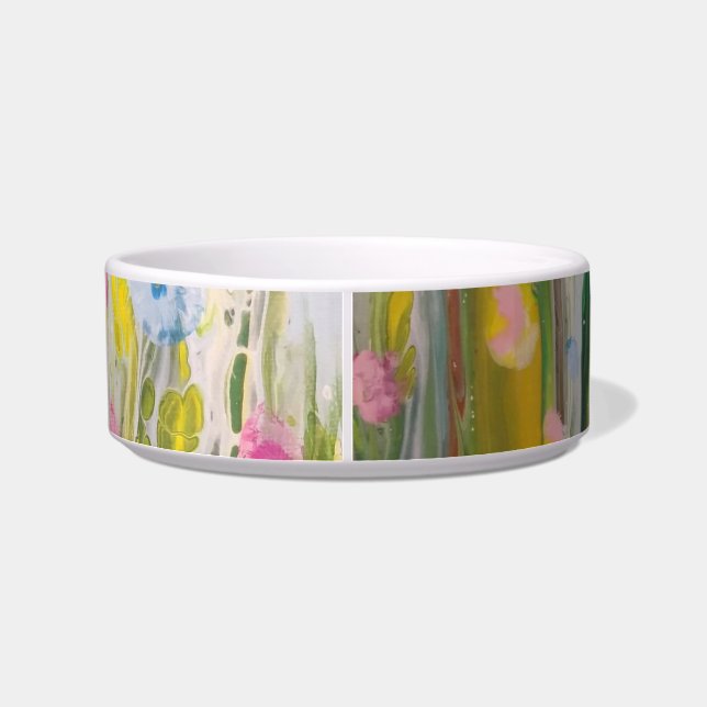 Summer meadow Abstract  ceramic pet bowl (Back)