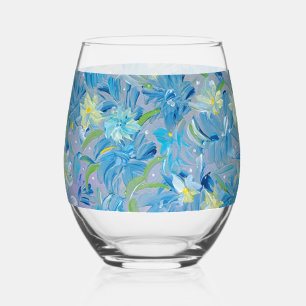Summer Meadow Floral Stemless Wine Glass