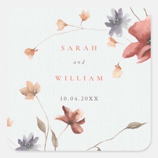Summer meadow flowers Wedding Sticker (Front)