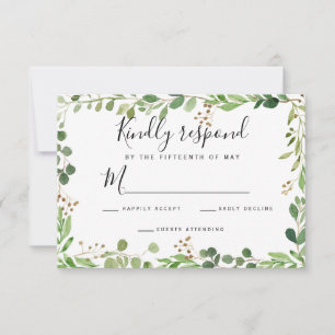 Summer meadow frame Watercolor Wedding RSVP Card