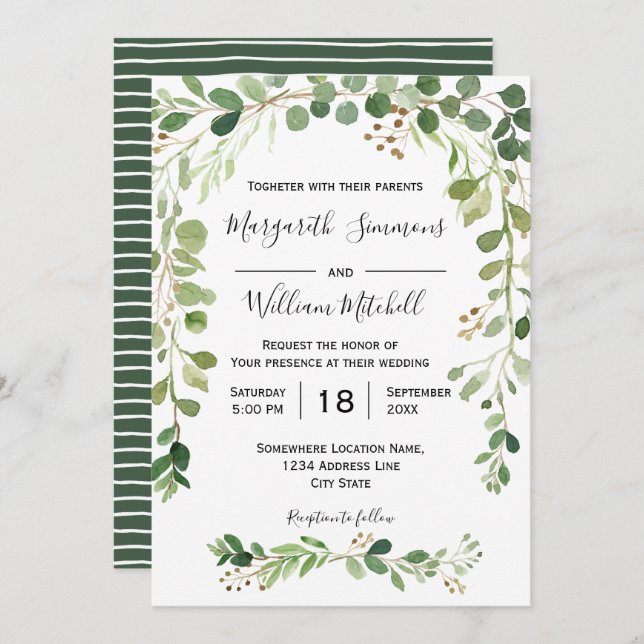 Summer meadow | Watercolor Wedding invitation (Front/Back)