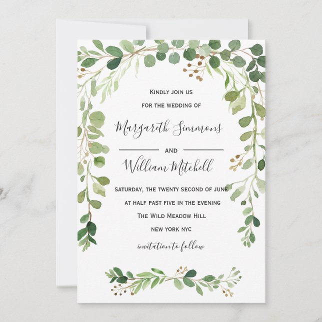 Summer meadow | Watercolor Wedding invitation (Front)