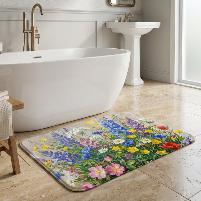 Summer Meadow Wildflowers Bath Mat (Creator Uploaded)