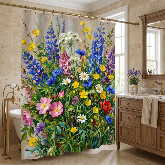 Summer Meadow Wildflowers Shower Curtain (Creator Uploaded)