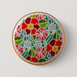 Summer memories hand embroidered round ornament 6 cm round badge