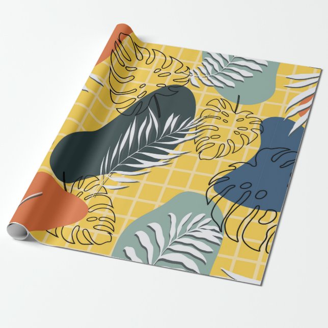 Summer memphis seamless pattern,abstract shapes an wrapping paper (Unrolled)