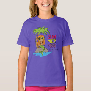 Summer Mermaid Cute Kids T-Shirt Purple