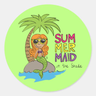 Summer Mermaid Cute Sticker Lime Green