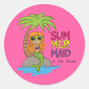 Summer Mermaid Cute Sticker Pink