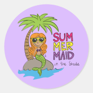 Summer Mermaid Cute Sticker Purple