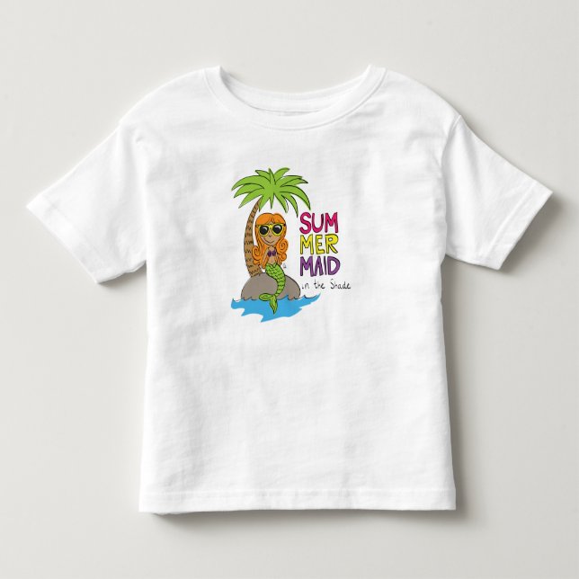 Summer Mermaid Cute Toddler T-Shirt White (Front)