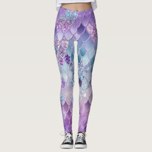 Summer Mermaid Glitter Scales #11 (Faux Glitter) Leggings