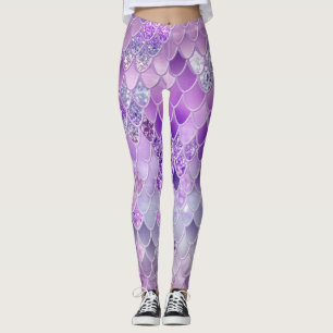 Summer Mermaid Glitter Scales #14 (Faux Glitter) Leggings