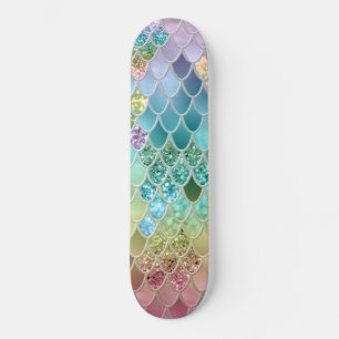 Summer Mermaid Glitter Scales #1 (Faux Glitter)  Skateboard