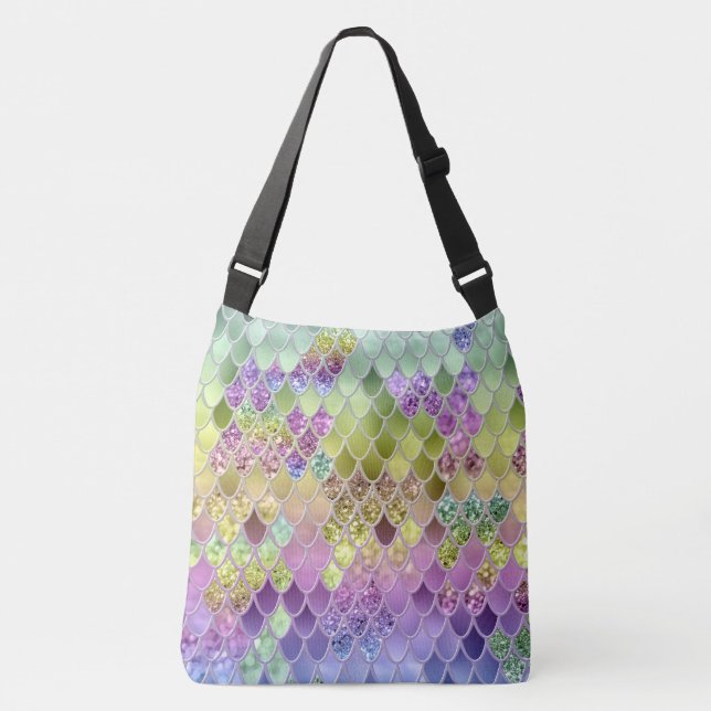 Summer Mermaid Glitter Scales #6 (Faux Glitter)  Crossbody Bag (Front)