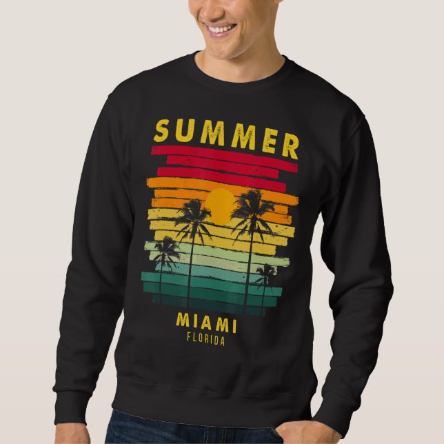 Summer Miami Florida Beach Sunset Retro Sweatshirt (Front)