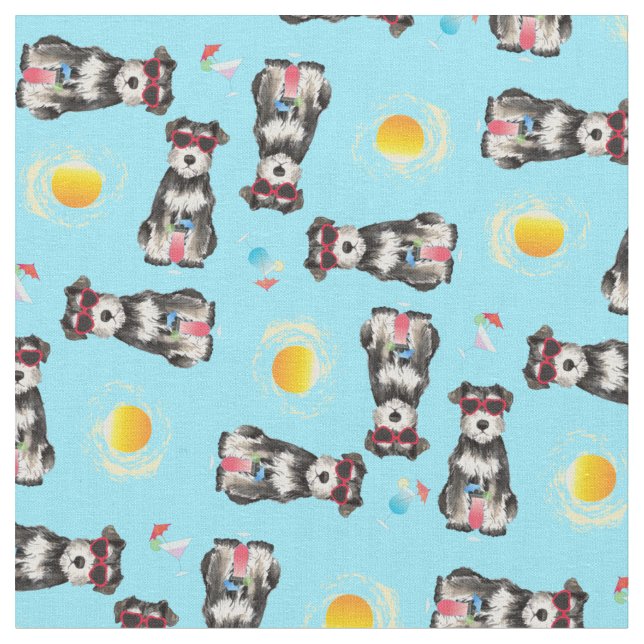 Summer Miniature Schnauzer Fabric (Close Up)