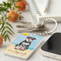 Summer Miniature Schnauzer Keychain