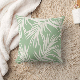 Summer Mint Tropical Leaves Beach Home Decor Cushion