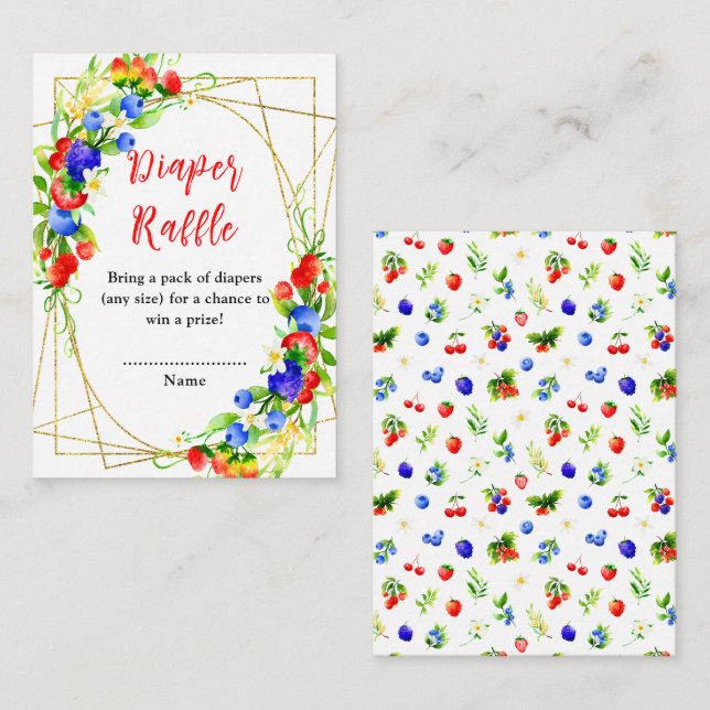 Summer Mixed Berries Baby Shower Diaper Raffle Enclosure Card (Front/Back)