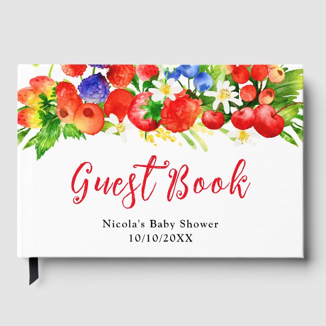 Summer Mixed Berries Baby Shower Guest Book (Front)