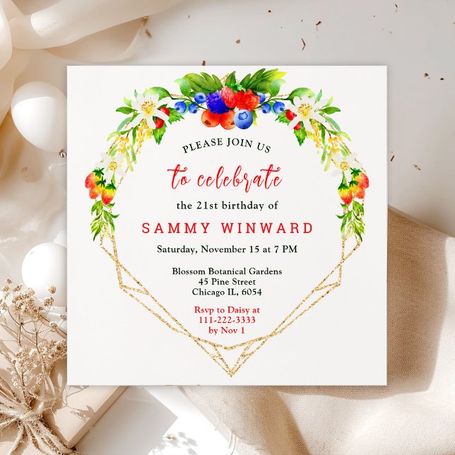 Summer Mixed Berries Birthday Party Invitation (Creator Uploaded)