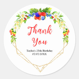 Summer Mixed Berries Birthday Party Thank You Classic Round Sticker