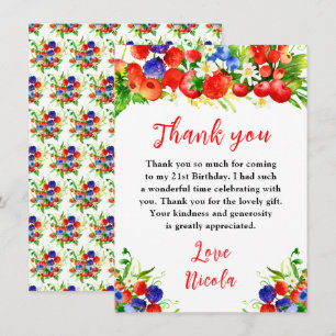 Summer Mixed Berries Birthday Thank You Card