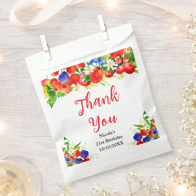 Summer Mixed Berries Birthday Thank You Favour Bags (Clipped)