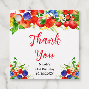Summer Mixed Berries Birthday Thank You Favour Tags