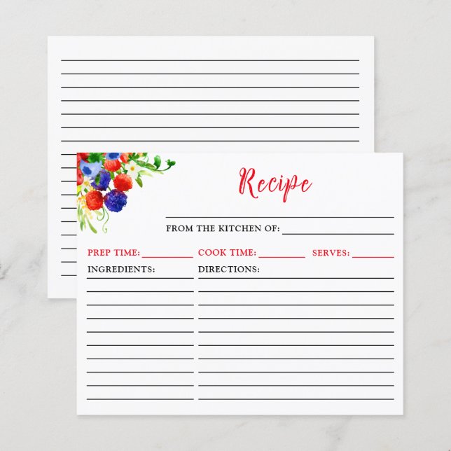 Summer Mixed Berries Recipe Card (Front/Back)