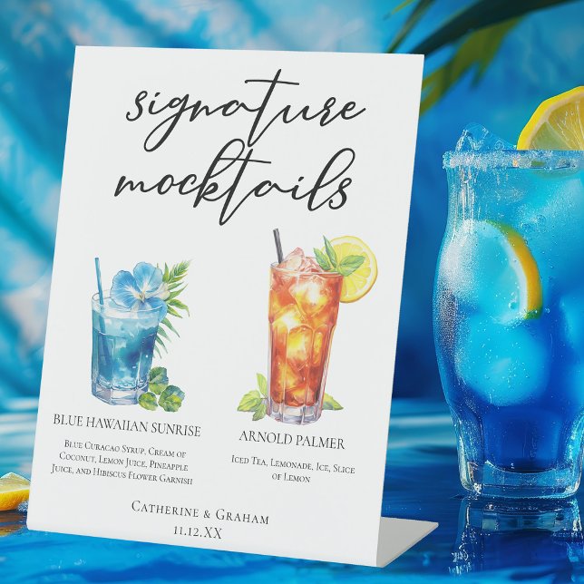 Summer Mocktails Blue Hawaiian Arnold Palmer Pedestal Sign (Creator Uploaded)