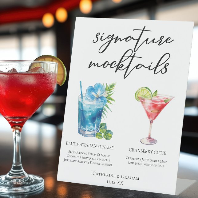Summer Mocktails Blue Hawaiian Cranberry Cutie Pedestal Sign (Creator Uploaded)