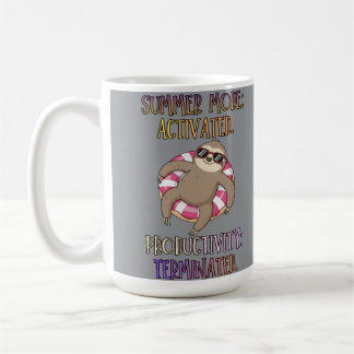 Summer Mode Activated – Cartoon Sloth on Doughnut Coffee Mug