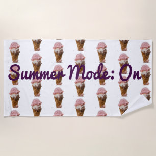 Summer Mode On Ice Cream Pattern Beach Towel
